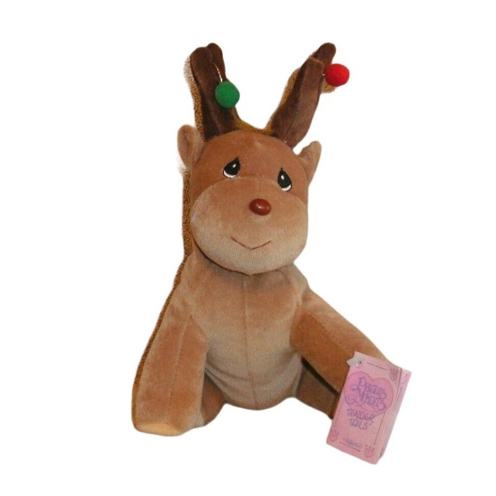 New Enesco Precious Moments Tender Tails Reindeer Plush Bean Bag 7" Lgth Stuffed